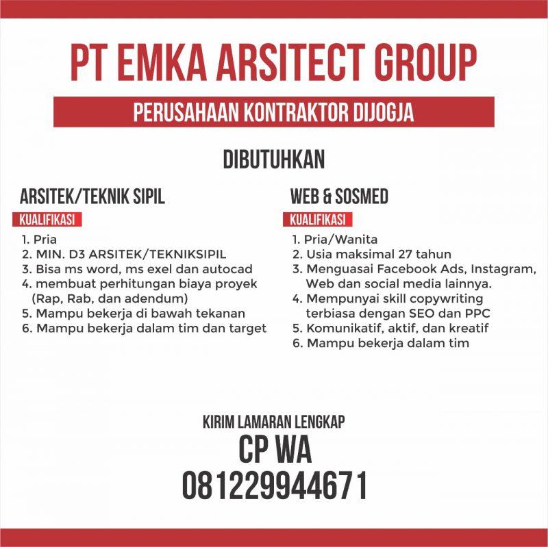 Lowongan Kerja Arsitek/Teknik Sipil - Web & Sosmed di PT. Emka Arsitect