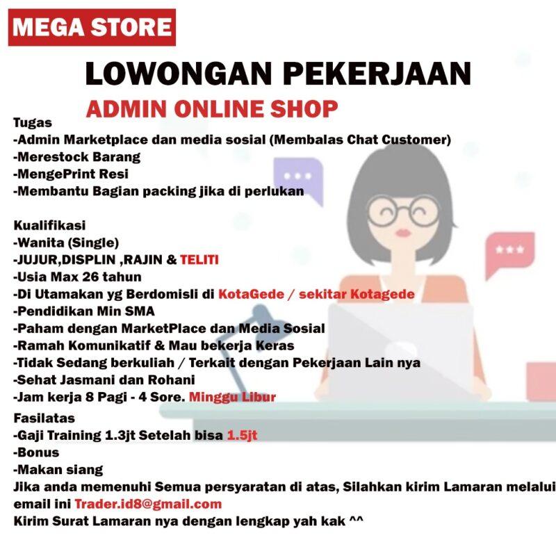 Lowongan Kerja Admin Online Shop di Mega Store - LokerJogja.ID
