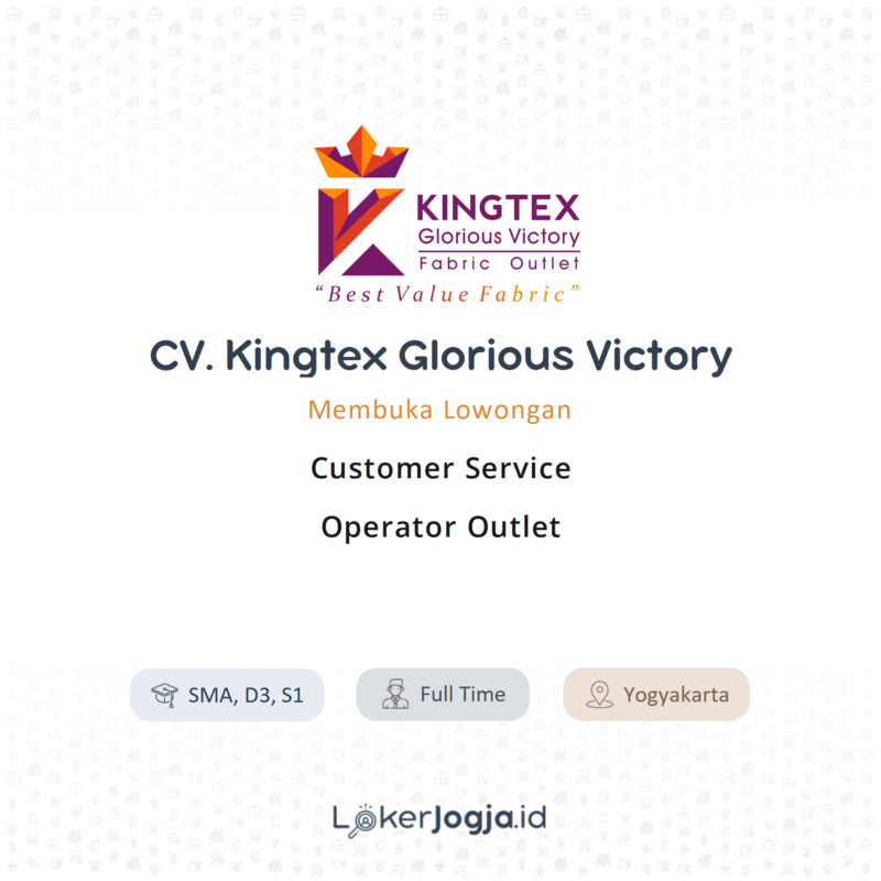Lowongan Kerja Customer Service - Operator Outlet di CV. Kingtex