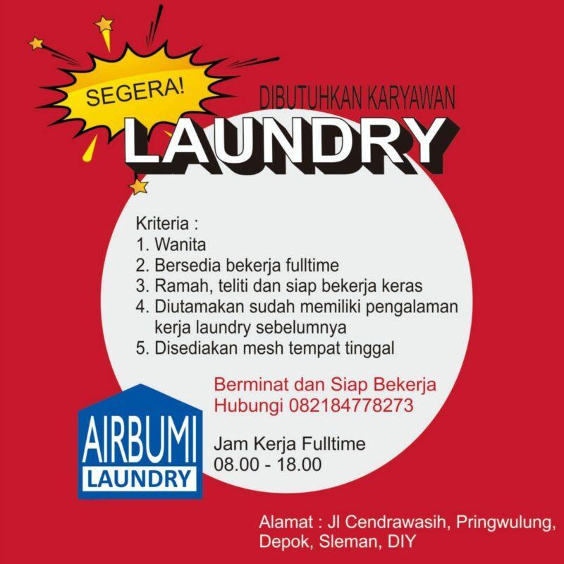 Lowongan Kerja Karyawan Laundry di Airbumi Laundry - LokerJogja.ID