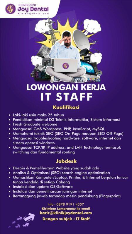 Lowongan Kerja IT Staff di Klinik Gigi Joy Dental - LokerJogja.ID