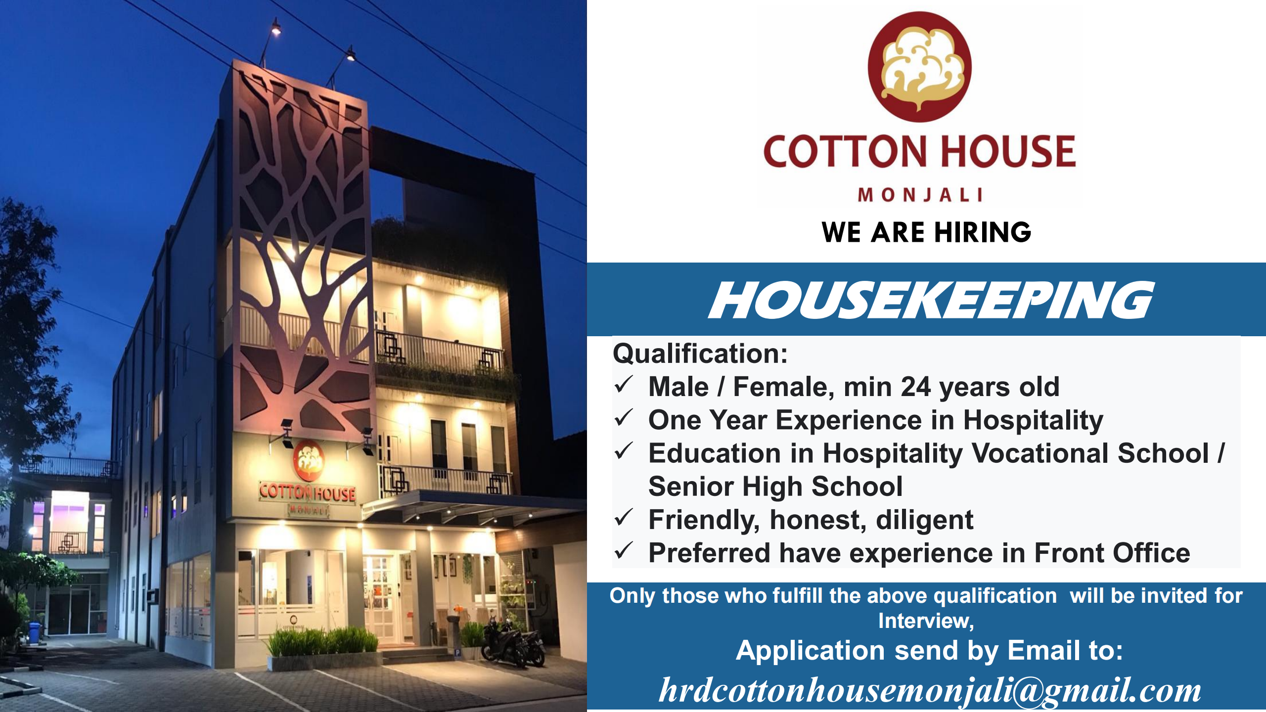 Lowongan Kerja Housekeeping di Cotton House LokerJogja.ID