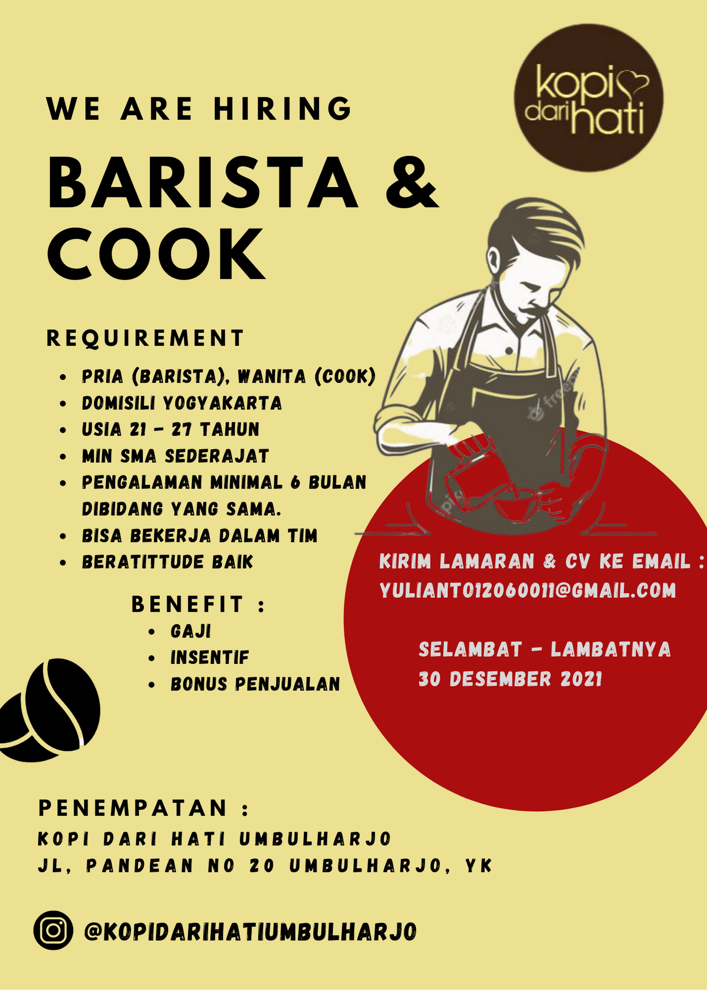 Lowongan Kerja Barista - Cook di Kopi Dari Hati Umbulharjo