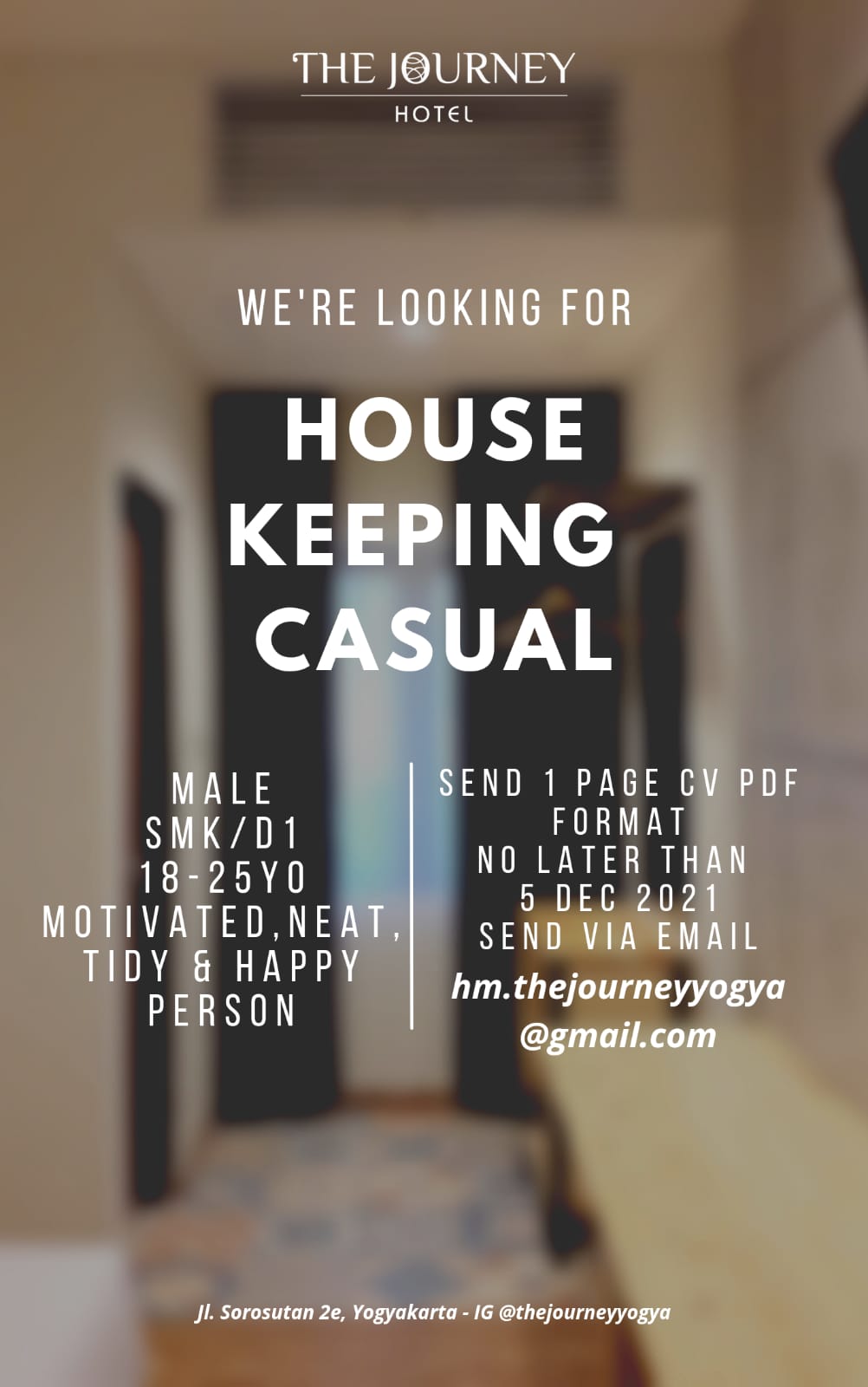 Lowongan Kerja House Keeping Casual di The Journey Hotel - LokerJogja.ID