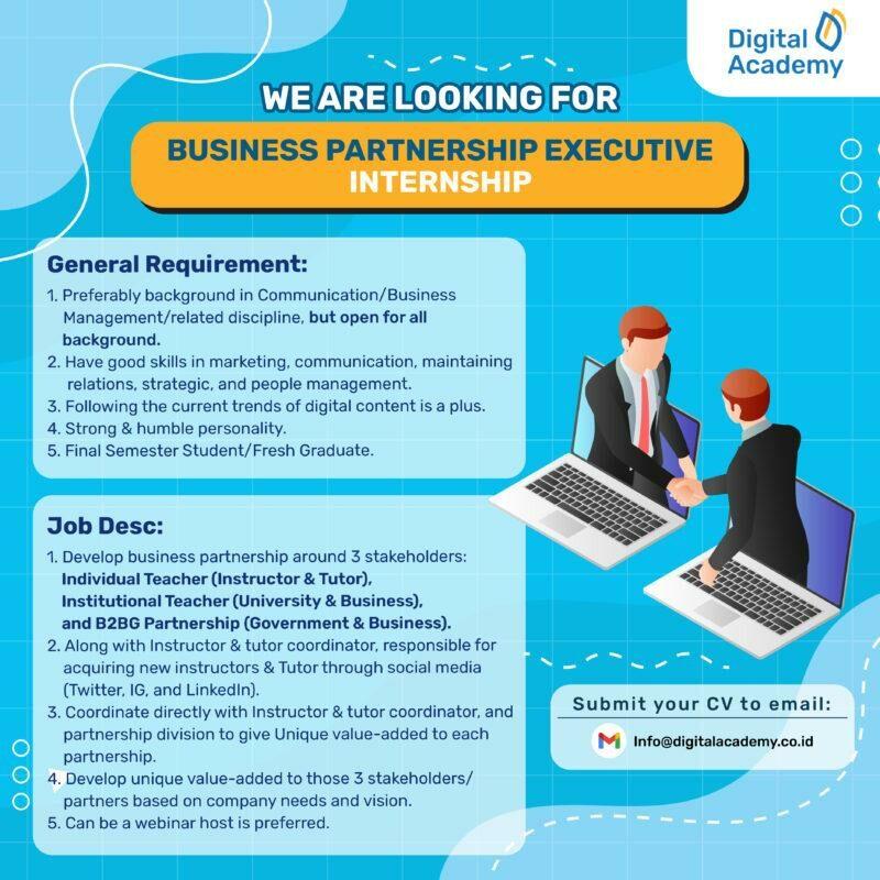 Lowongan Kerja Business Partnership Executive Internship Sales