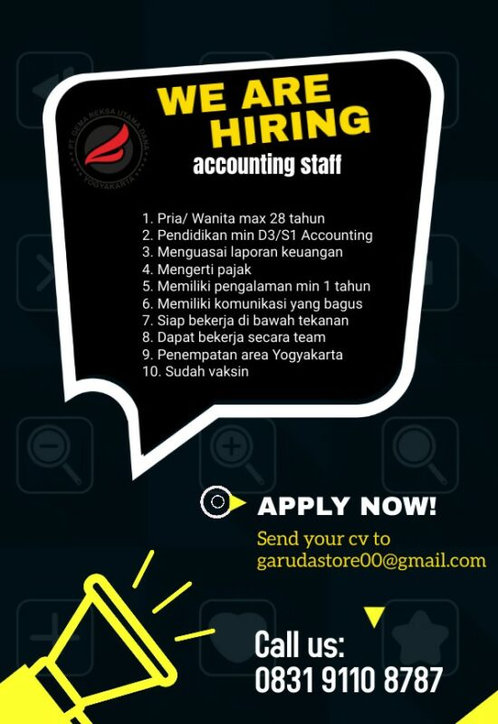 Lowongan Kerja Staff Accounting di PT. Garuda - LokerJogja.ID