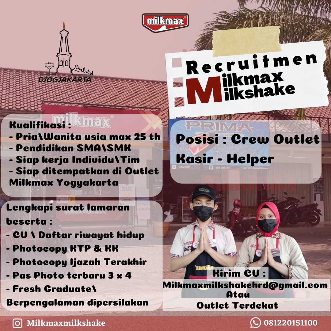 Lowongan Kerja Crew Outlet Kasir Helper Di Milkmax Lokerjogja Id
