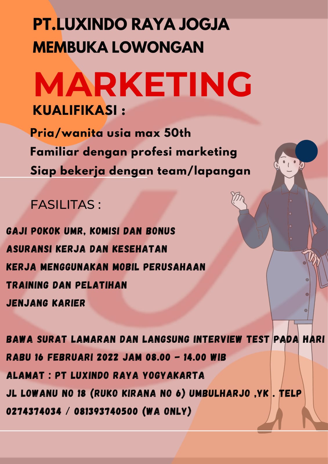 Lowongan Kerja Marketing di PT. Luxindo Raya Cab. Yogya