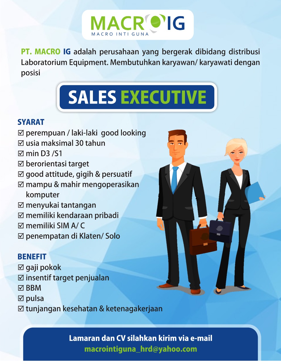Lowongan Kerja Sales Executive di PT. MACRO IG - LokerJogja.ID