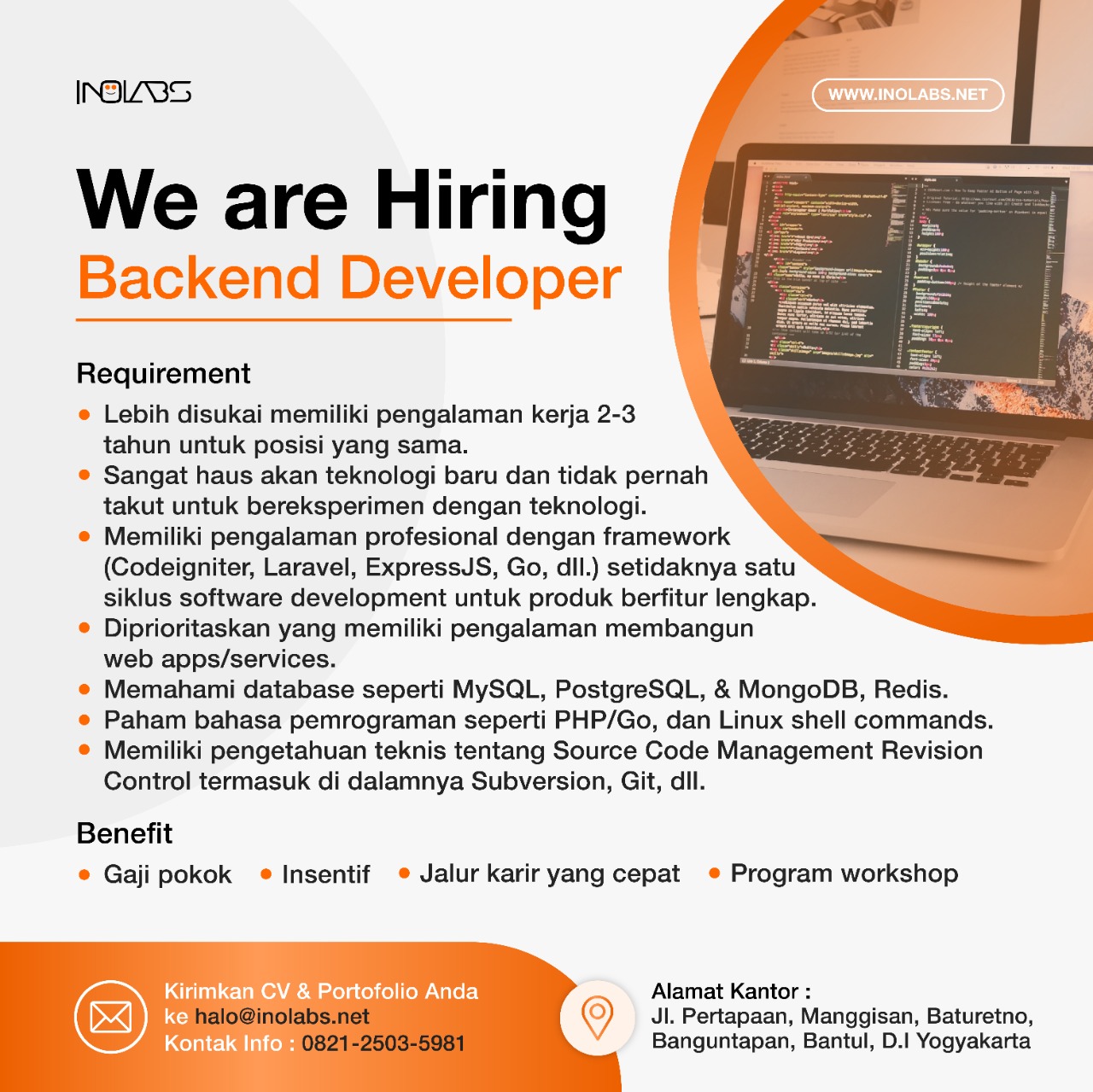 Lowongan Kerja Backend Developer - Quality Assurance di CV. Inolabs ...