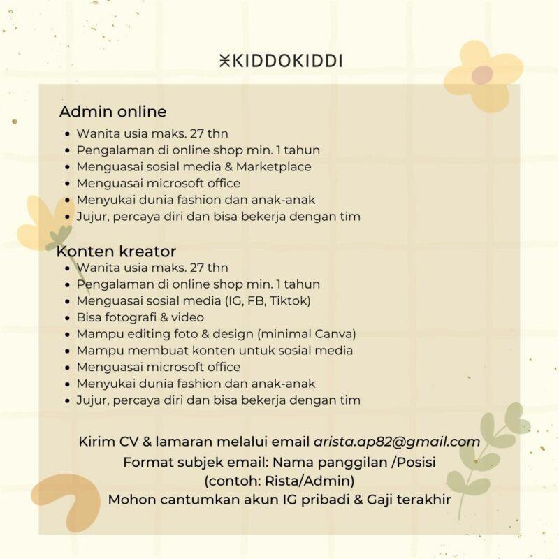 Lowongan Kerja Admin Online - Konten Kreator di Kiddokiddi - LokerJogja.ID