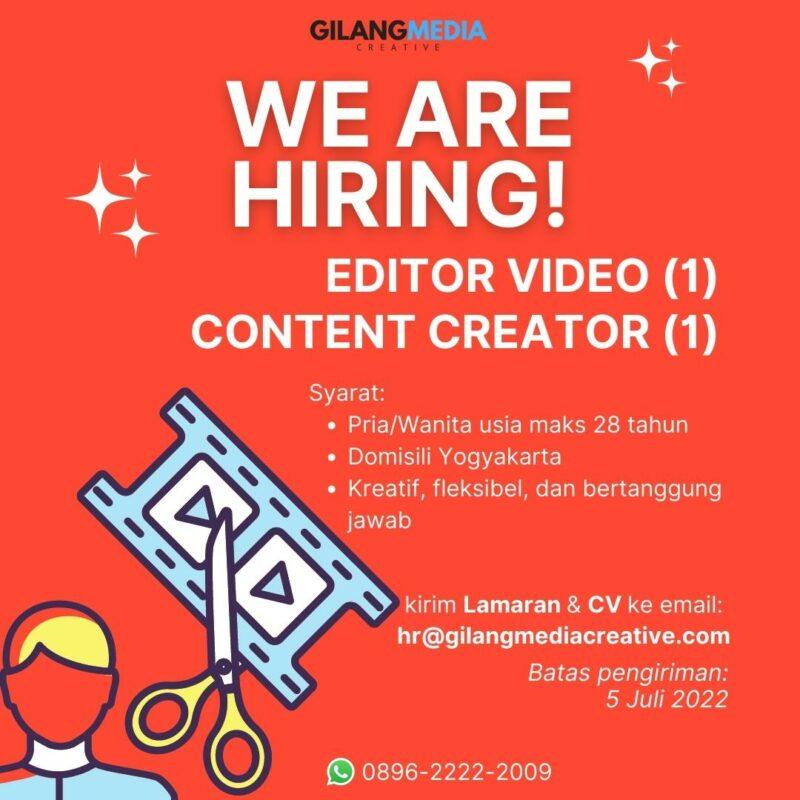 Lowongan Kerja Editor Video - Content Creator di Gilang Media Creative