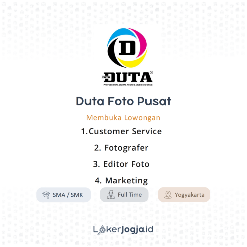 Lowongan Kerja Customer Service Fotografer Editor Foto Marketing
