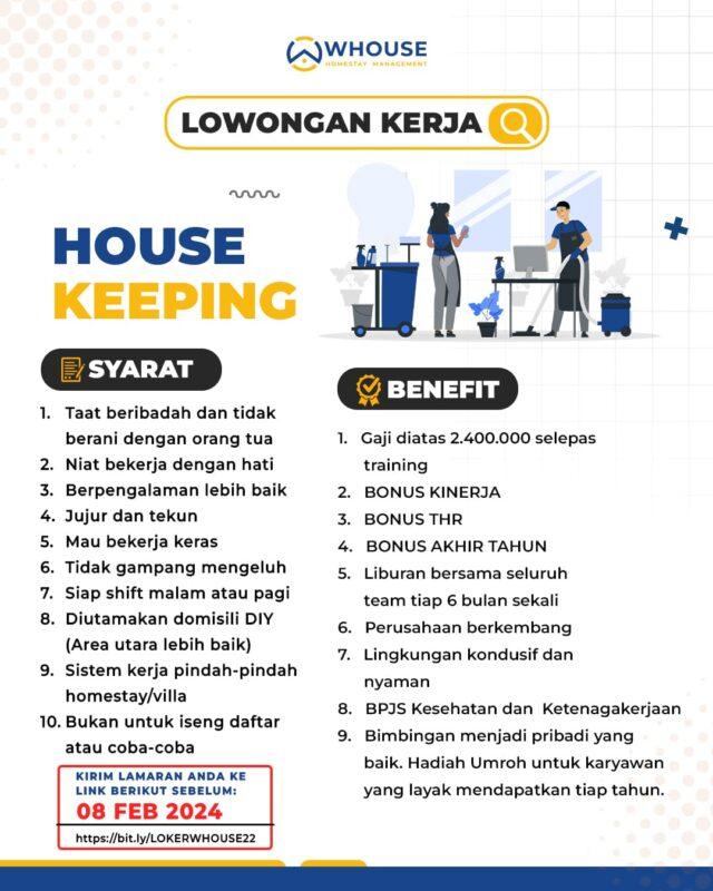 Lowongan Kerja Housekeeping di WHouse - LokerJogja.ID