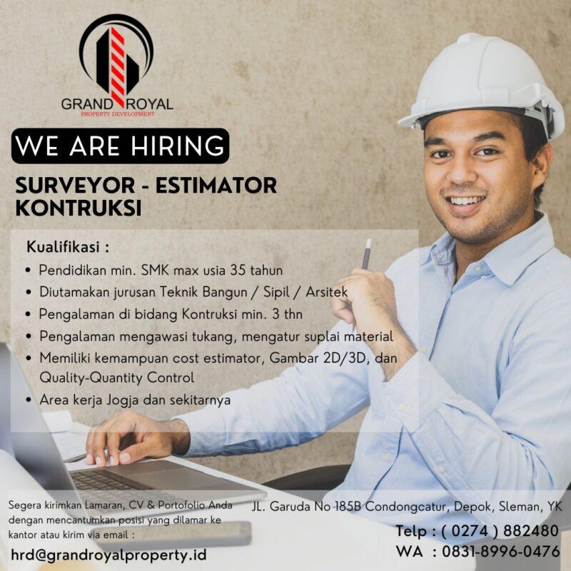 Lowongan Kerja Surveyor Estimator Konstruksi di Grand Royal Property