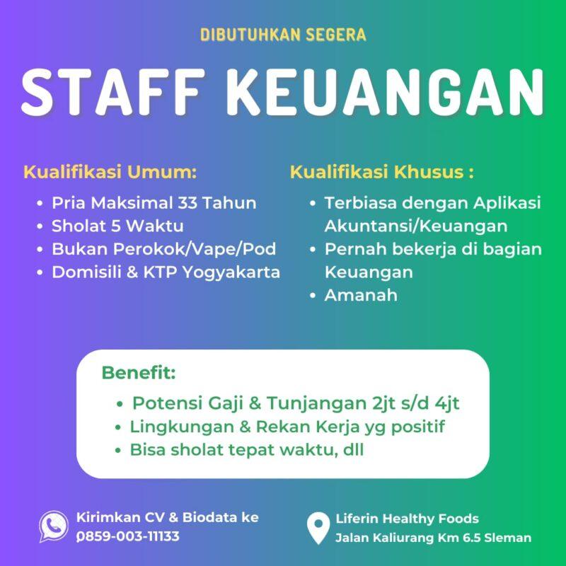 Lowongan Kerja Staff Keuangan di Liferin Healthy Foods - LokerJogja.ID