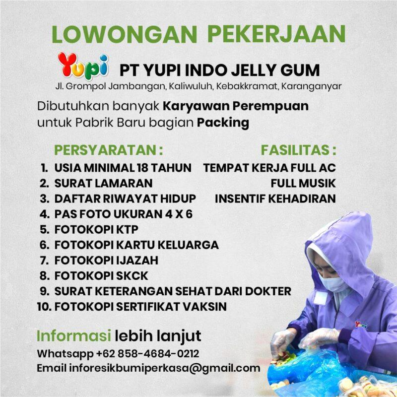 Lowongan Kerja Packing di PT. Yupi Indo Jelly Gum - LokerJogja.ID