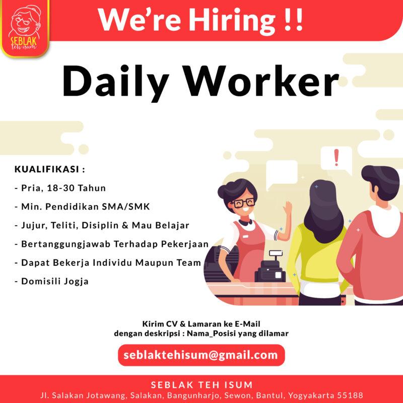 Lowongan Kerja Daily Worker/Waiters di Seblak Teh Isum LokerJogja.ID