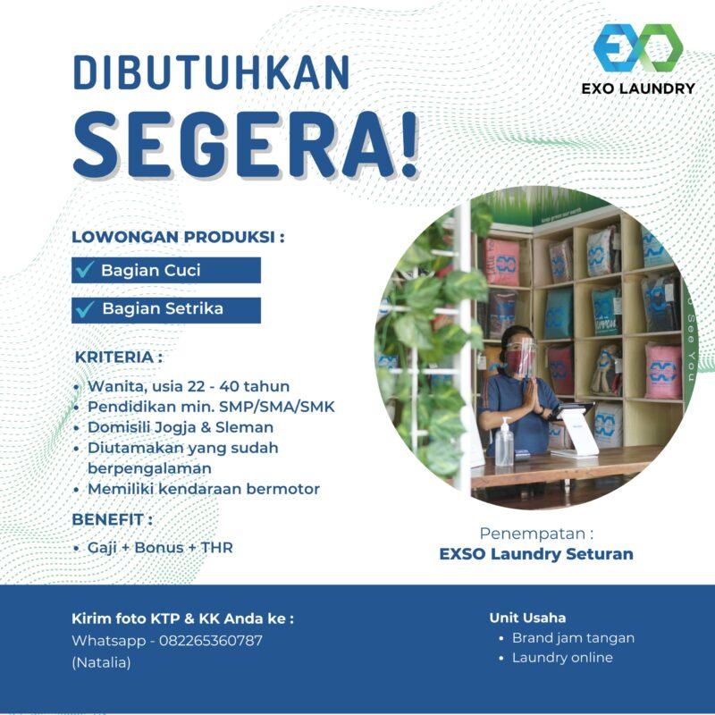 Lowongan Kerja Bagian Cuci Bagian Setrika di EXO Laundry Jogja LokerJogja.ID