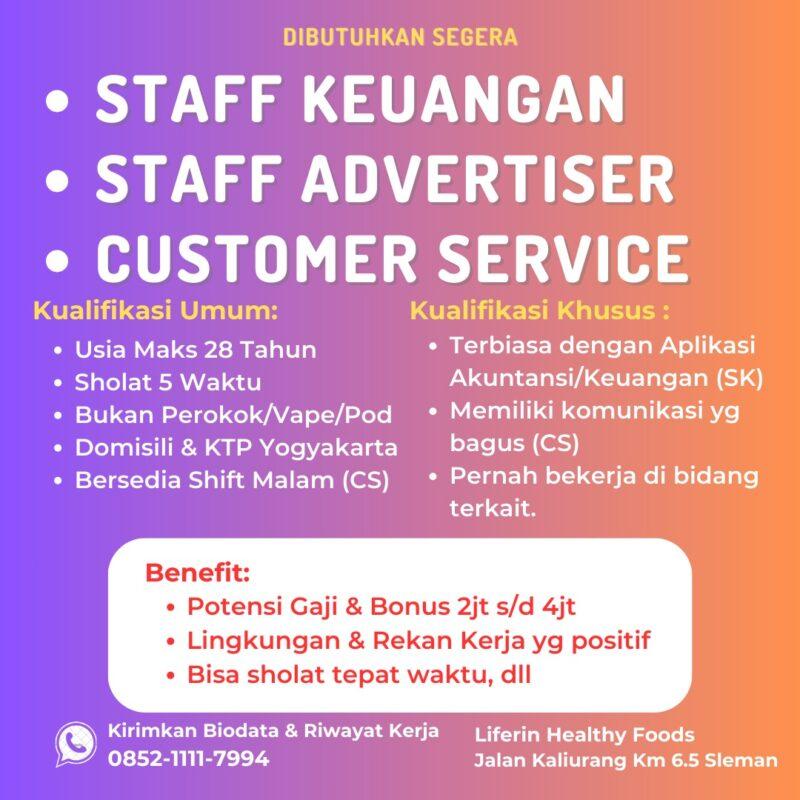 Lowongan Kerja Staff Keuangan - Staff Advertiser - Customer Service di ...
