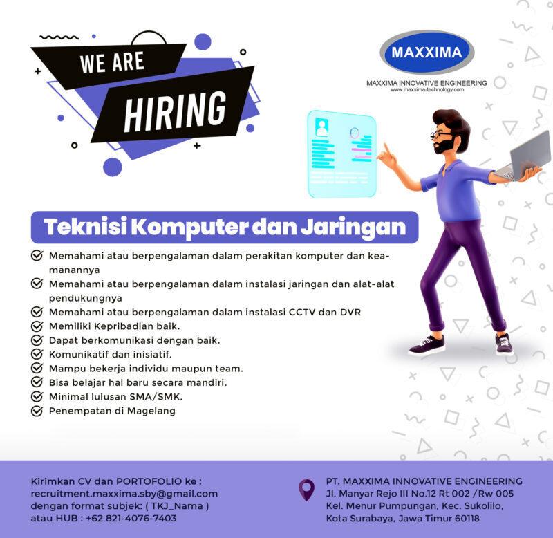 Lowongan Kerja Teknisi Komputer dan Jaringan (Magelang) di PT. Maxxima ...