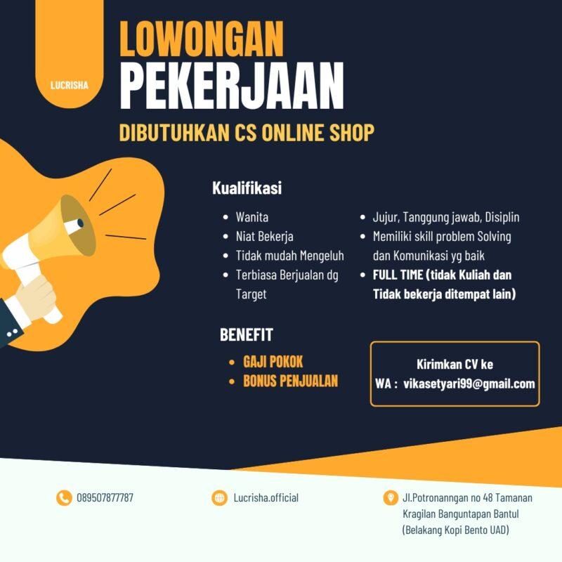 Lucrish Lowongan Kerja CS Online Shop di Lucrisha - LokerJogja.ID