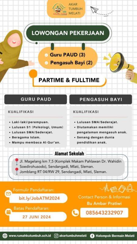 Lowongan Kerja Pendidik Guru Paud - Pengasuh di Lembaga Pendidikan