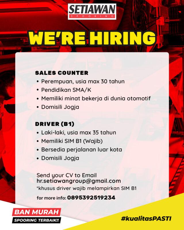 Lowongan Kerja Sales Counter - Driver di Setiawan Spooring - LokerJogja.ID