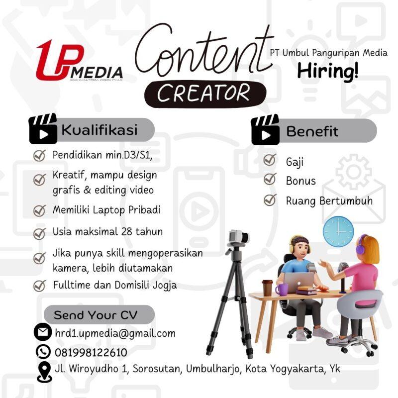 Lowongan Kerja Content Creator di Up Media - LokerJogja.ID