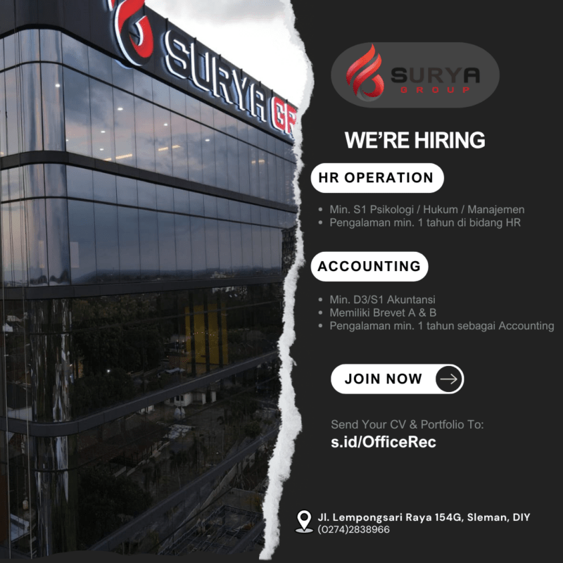Lowongan Kerja HR Operation - Accounting di Surya Group - LokerJogja.ID
