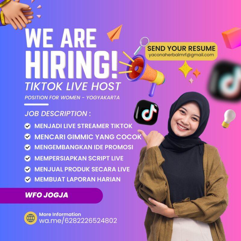 Lowongan Kerja Tiktok Live Hostdi Yacona Herbal Indonesia Lokerjogja Id