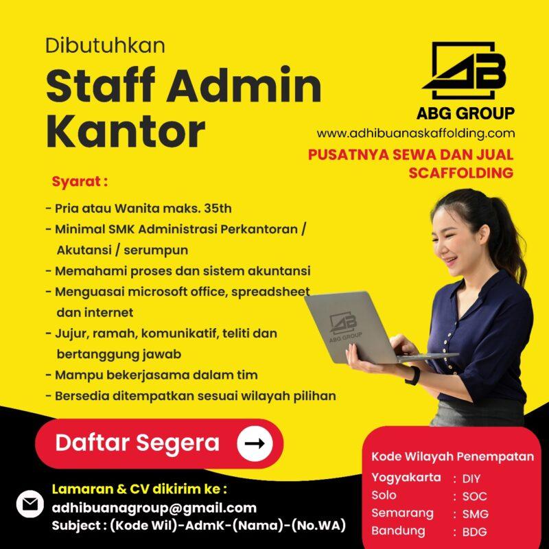 Lowongan Kerja Staff Admin Kantor - Marketing Lapangan di CV. Adhi ...