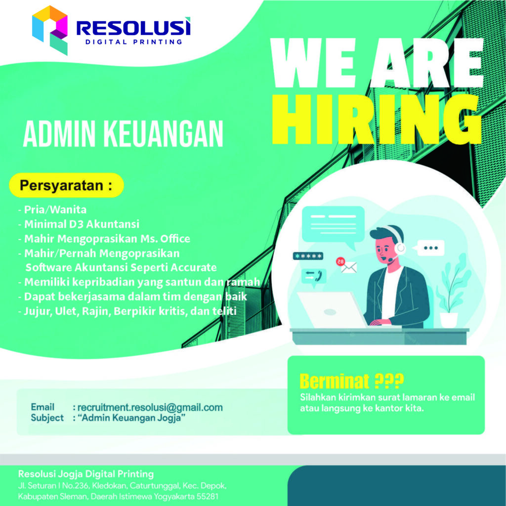 Lowongan Kerja Admin Keuangan - Finishing di Resolusi Jogja Digital ...
