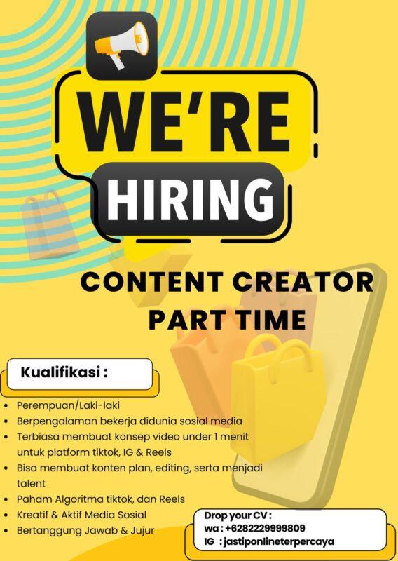 Lowongan Kerja Content Creator Part Time di