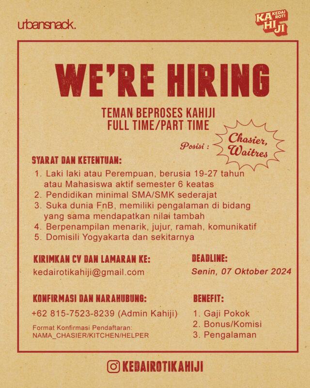 Lowongan Kerja Kasir & Waitres (Full / Part Time) - Kasir & Waitres