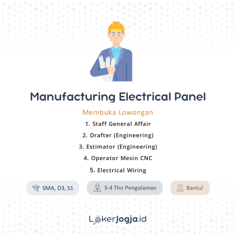 Lowongan Kerja Staff GA Drafter Estimator Operator Mesin CNC