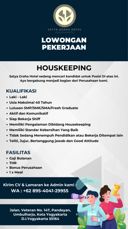 Lowongan Kerja Housekeeping di Satya Graha Hotel - LokerJogja.ID