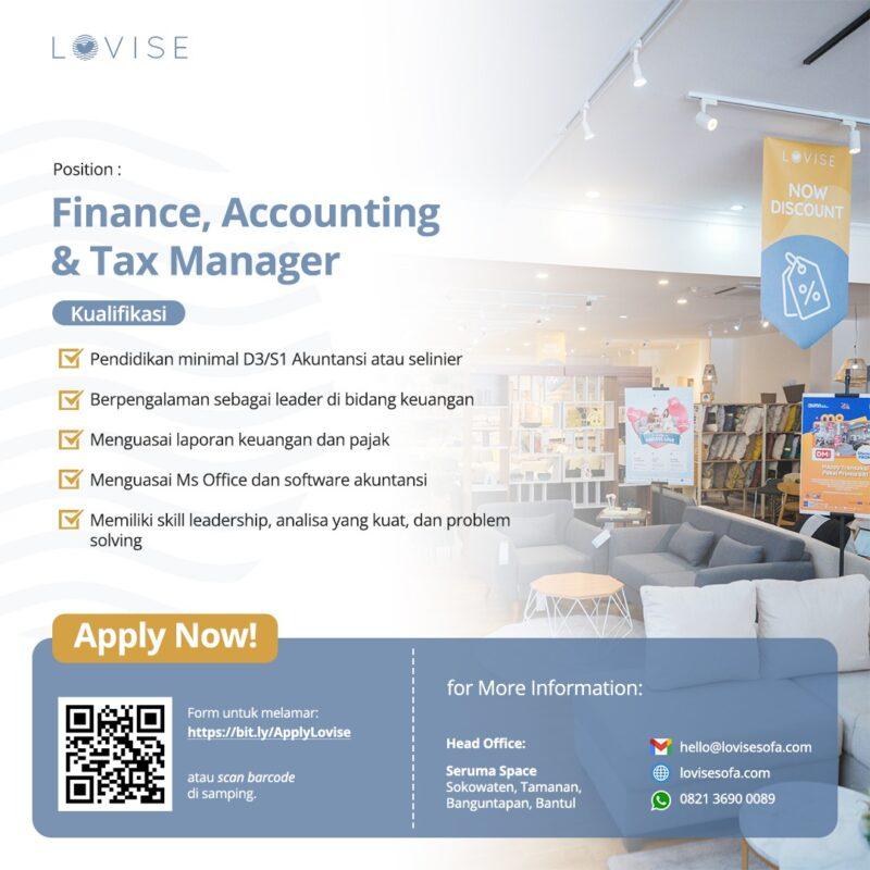 Lowongan Kerja Finance, Accounting & Tax Manager - Photographer - Sales ...