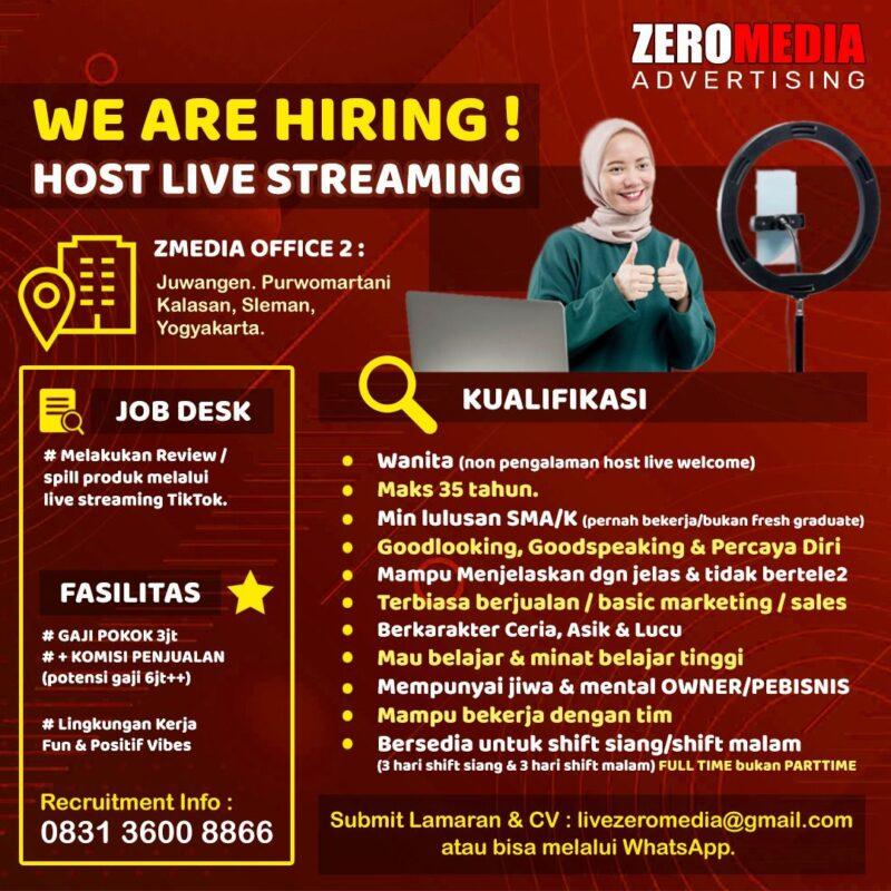 Lowongan Kerja Host Live Streaming di Zero Media Advertising ...
