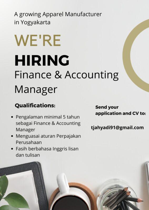 Lowongan Kerja Finance & Accounting Manager di PT. Westapusaka Kusuma ...