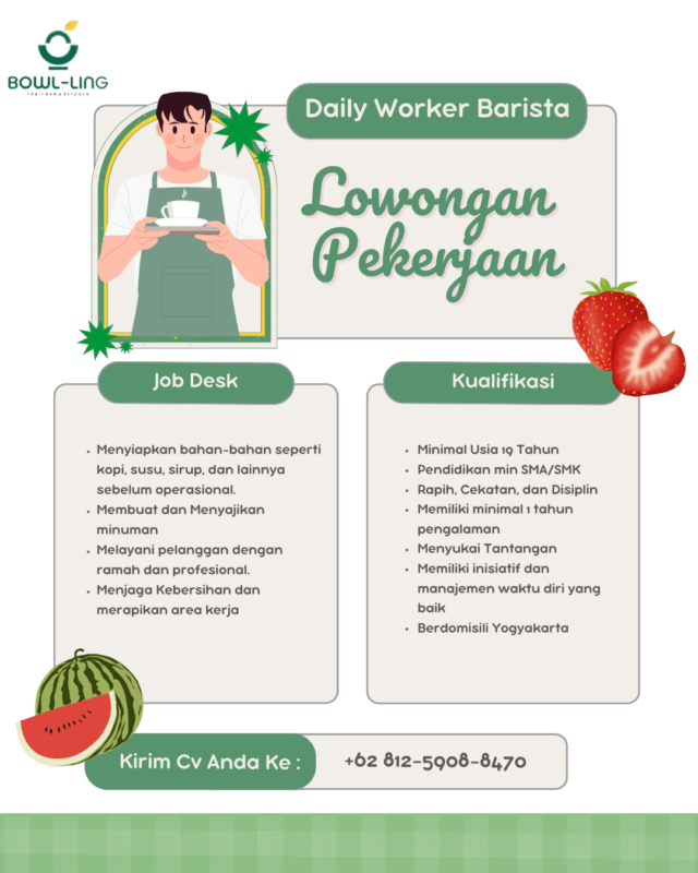 Lowongan Kerja Daily Worker Barista - Daily Worker Cook - Daily Worker ...