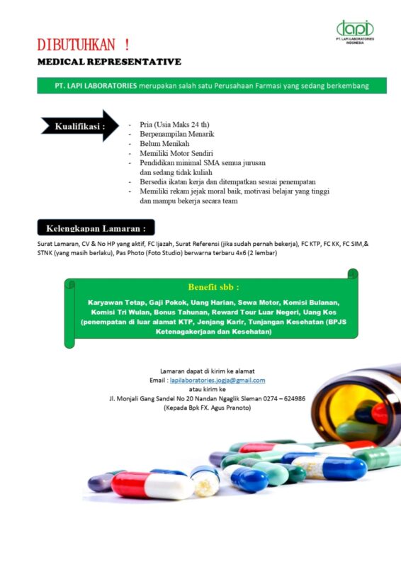 Lowongan Kerja Medical Representative di PT. Lapi Laboratories ...