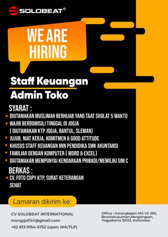 Lowongan Kerja Staff Keuangan - Admin Toko di CV. Solobeat ...