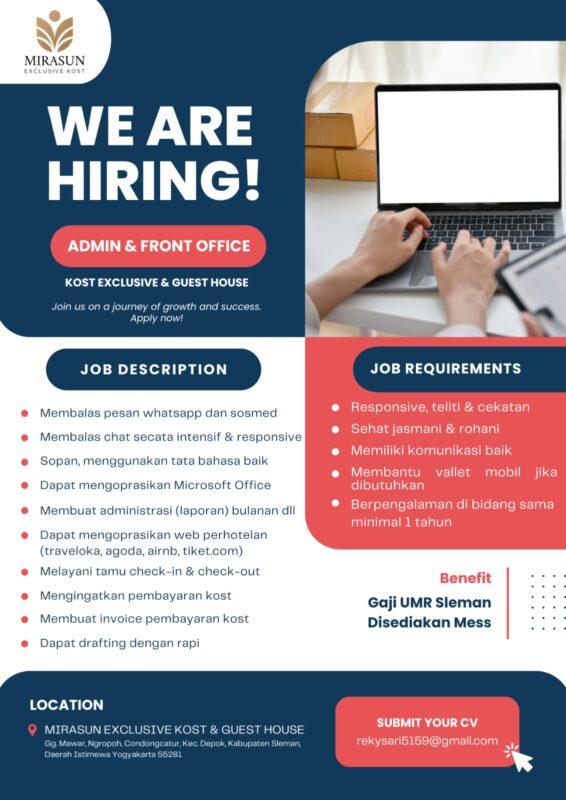 Lowongan Kerja Admin & Front Office di MIRASUN Exclusive Kost & Guest ...