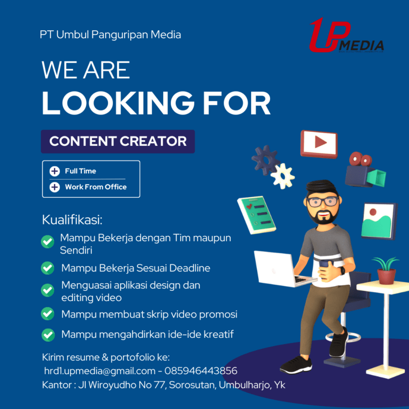 Lowongan Kerja Content Creator di PT. Umbul Panguripan Media (Up Media ...