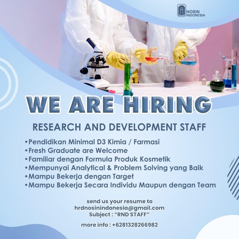 Lowongan Kerja Research and Development Staff (RND Staff) di Nosin ...