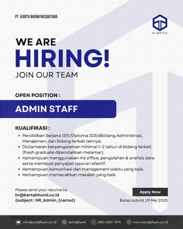 Lowongan Kerja Admin Staff - Digital Marketing di PT. Karta Bhumi ...