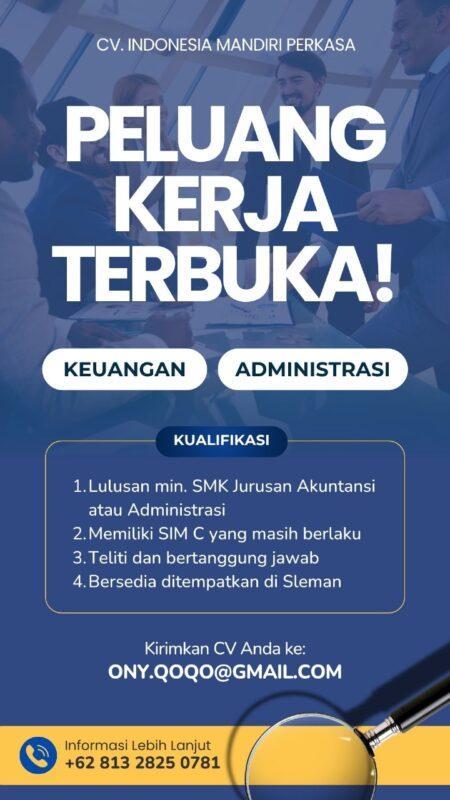 Lowongan Kerja Keuangan dan Administrasi di CV. Indonesia Mandiri ...