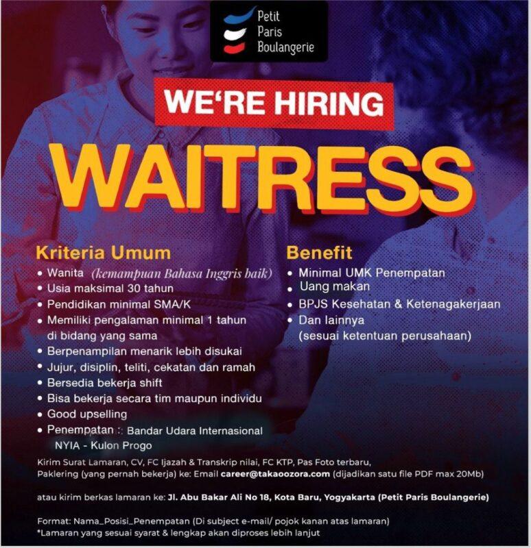 Lowongan Kerja Waitress di PT. Roti Kehidupan Indonesia - LokerJogja.ID