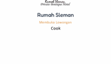 Lowongan Kerja Cook di Rumah Sleman - Yogyakarta